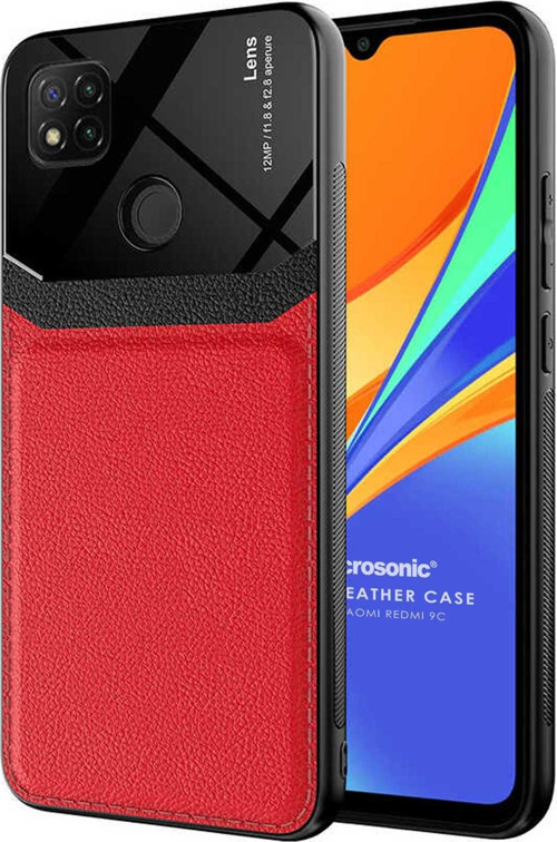 Xiaomi Redmi 9C Kılıf Uniq Leather Kırmızı