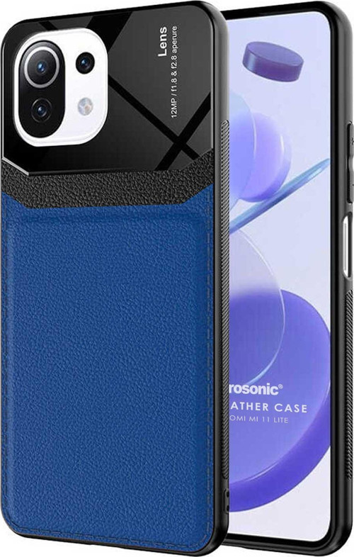 Xiaomi Mi 11 Lite Kılıf Uniq Leather Lacivert