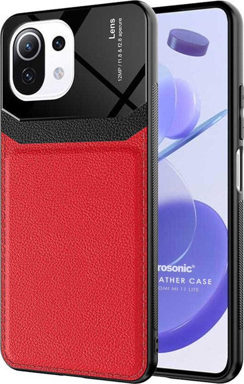 Xiaomi Mi 11 Lite Kılıf Uniq Leather Kırmızı