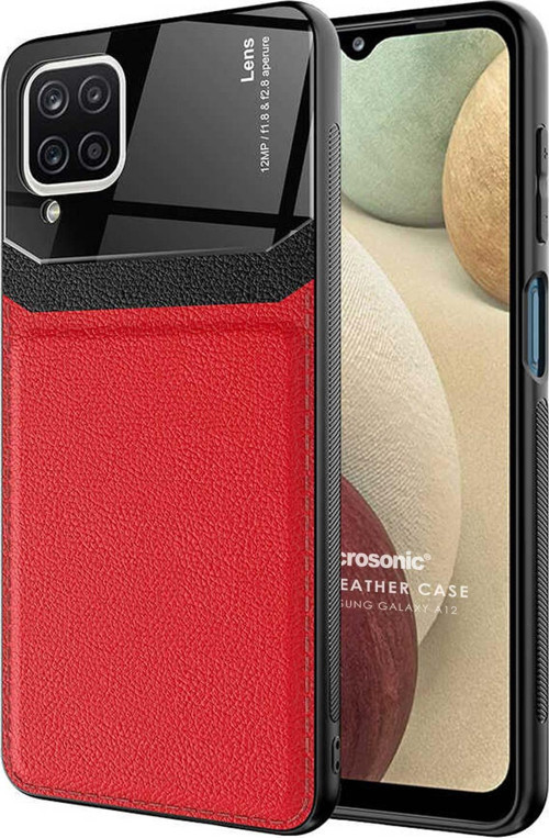 Samsung Galaxy A12 Kılıf Uniq Leather Kırmızı