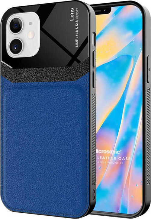 Apple iPhone 12 Kılıf Uniq Leather Lacivert