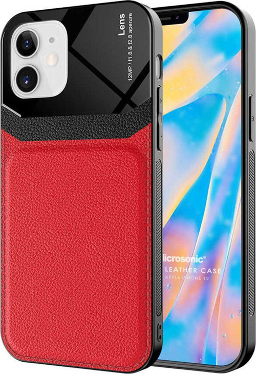 Apple iPhone 12 Kılıf Uniq Leather Kırmızı