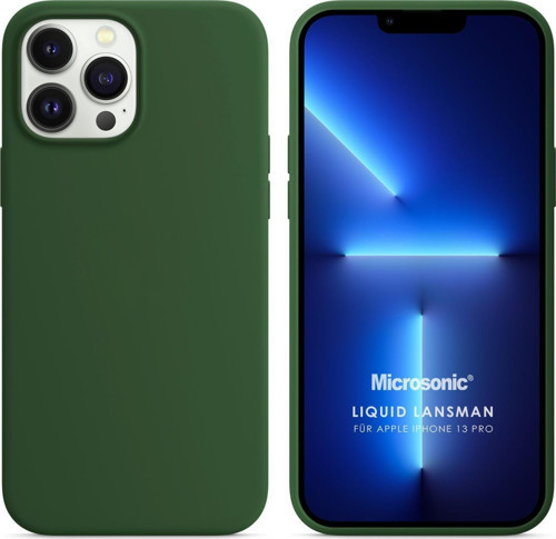 Apple iPhone 13 Pro Kılıf Liquid Lansman Silikon Koyu Yeşil