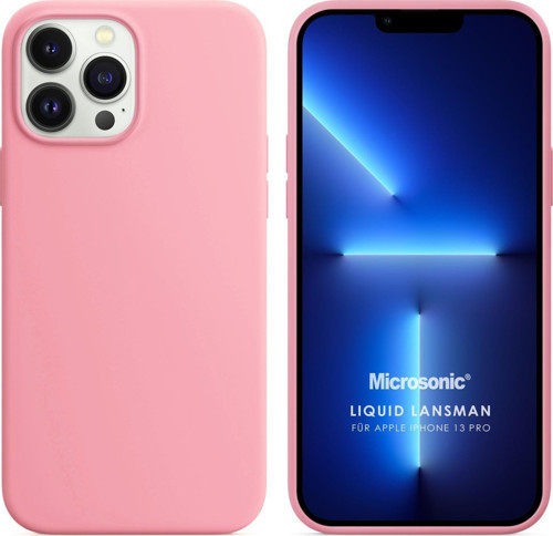 Apple iPhone 13 Pro Kılıf Liquid Lansman Silikon Pembe