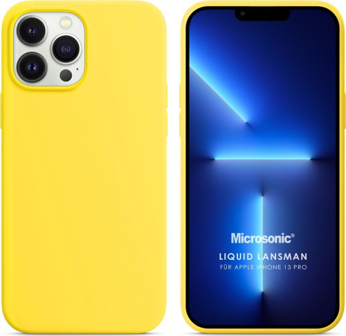 Apple iPhone 13 Pro Kılıf Liquid Lansman Silikon Sarı
