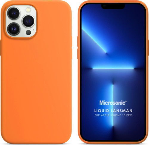 Apple iPhone 13 Pro Kılıf Liquid Lansman Silikon Turuncu