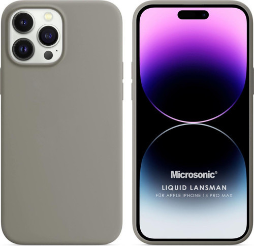 Apple iPhone 14 Pro Max Kılıf Liquid Lansman Silikon Gri