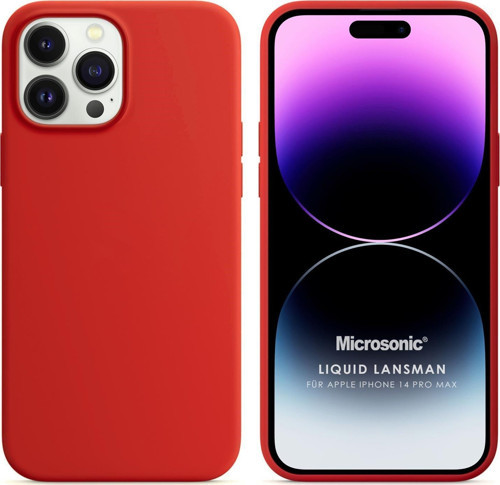 Apple iPhone 14 Pro Max Kılıf Liquid Lansman Silikon Kırmızı