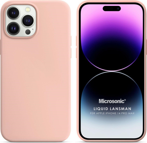 Apple iPhone 14 Pro Max Kılıf Liquid Lansman Silikon Kum Pembesi