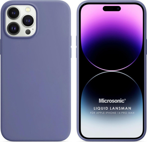 Apple iPhone 14 Pro Max Kılıf Liquid Lansman Silikon Lavanta Grisi