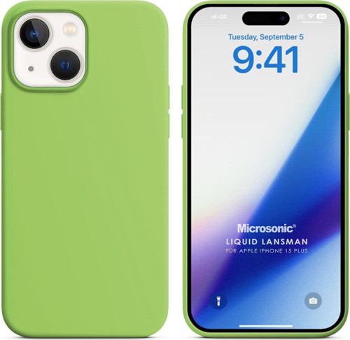 Apple iPhone 15 Plus Kılıf Liquid Lansman Silikon Açık Yeşil
