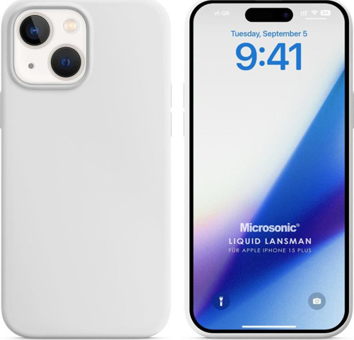 Apple iPhone 15 Plus Kılıf Liquid Lansman Silikon Beyaz