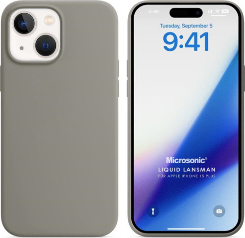 Apple iPhone 15 Plus Kılıf Liquid Lansman Silikon Gri