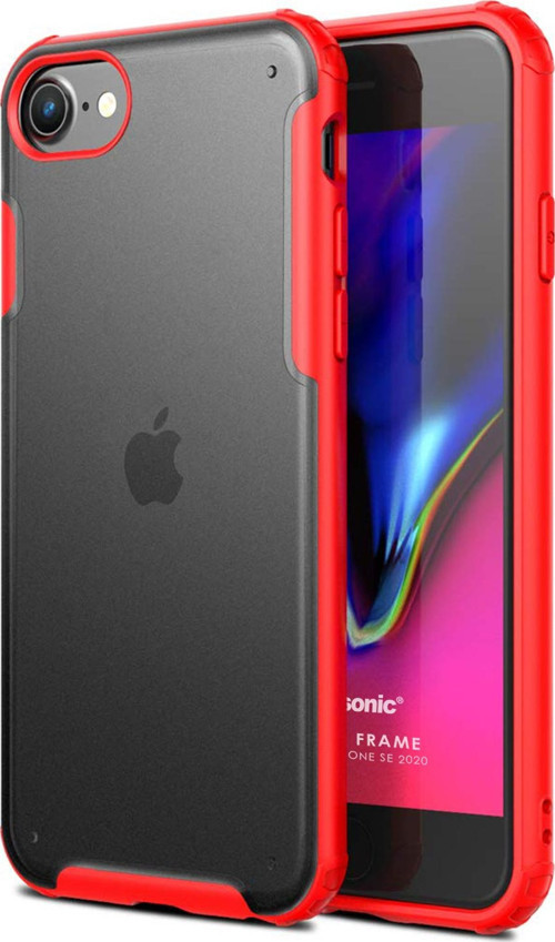 Apple iPhone SE 2022 Kılıf Frosted Frame Kırmızı