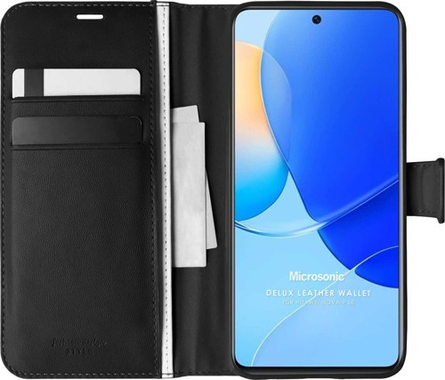 Huawei Nova 9 SE Kılıf Delux Leather Wallet Siyah