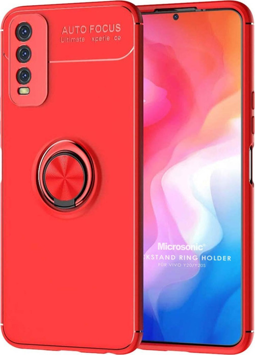 Vivo Y20 Kılıf Kickstand Ring Holder Kırmızı