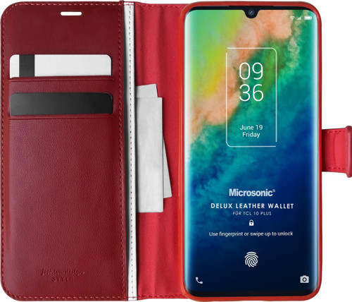 TCL 10 Plus Kılıf Delux Leather Wallet Kırmızı