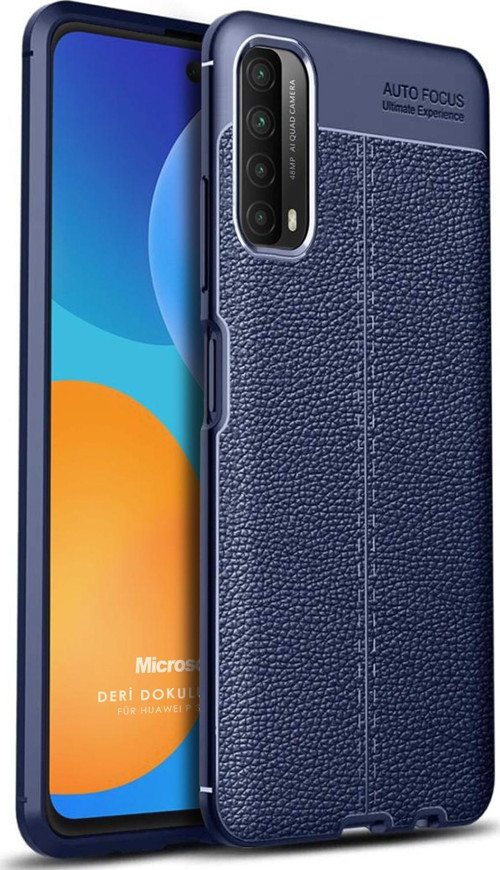 Huawei P Smart 2021 Kılıf Deri Dokulu Silikon Lacivert