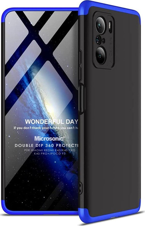 Xiaomi Mi 11i Kılıf Double Dip 360 Protective Siyah Mavi