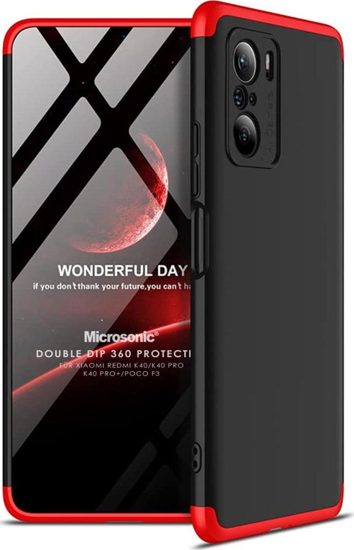 Xiaomi Mi 11i Kılıf Double Dip 360 Protective Siyah Kırmızı