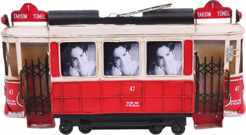 Dekoratif Metal Çerçeve Tramvay Temalı Vintage Hediyelik