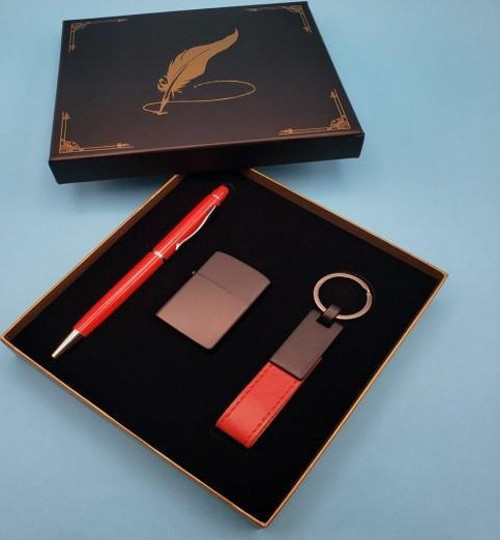 Kırmızı Anahtarlık Çakmak Touchpen Kalem Hediyelik Set