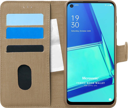 Oppo A92 Kılıf Fabric Book Wallet Gold