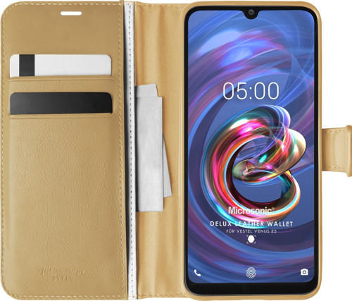 Vestel Venüs E5 Kılıf Delux Leather Wallet Gold