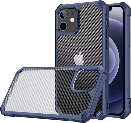 Apple Iphone 11 Kılıf Şeffaf Karbon Fiber Desen Korumalı Kapak
