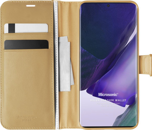Samsung Galaxy Note 20 Ultra Kılıf Delux Leather Wallet Gold