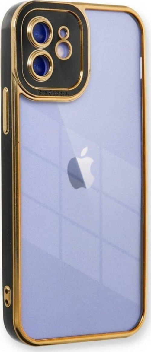 Apple iPhone 12 Kılıf Kamera Lens Korumalı Kenarları Renkli Gold Arkası Şeffaf Silikon