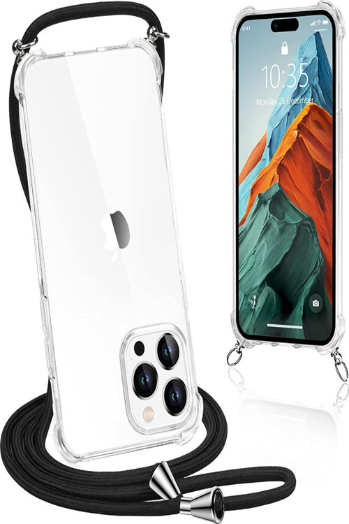 Apple Iphone 14 Pro Max Kılıf Boyun Askılı Ipli Şeffaf Silikon
