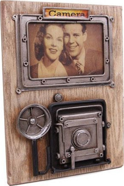 Dekoratif Metal Çerçeve Fotoğraf Makinesi Dekorlu Hediyelik