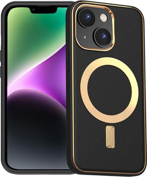 Apple Iphone 15 Kılıf Gold Magsafe Wireless Kablosuz Şarj Uyum Suni Deri Hibrit Kapak
