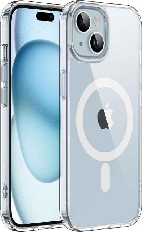 Apple iPhone 15 PLUS Kılıf Magsafe Kablosuz Şarj Uyumlu Şeffaf Kapak