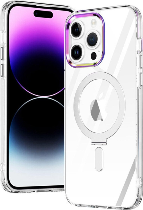 Apple Iphone 13 Pro Kılıf Standlı Magsafe Wireless Kablosuz Şarj Uyumlu Manyetik Renkli Şeffaf Kapak