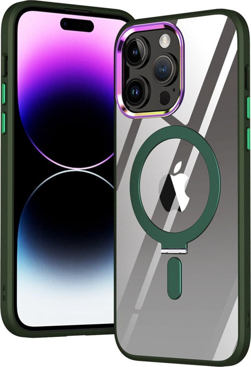 Apple Iphone 13 Pro Kılıf Standlı Magsafe Wireless Kablosuz Şarj Uyumlu Manyetik Renkli Şeffaf Kapak