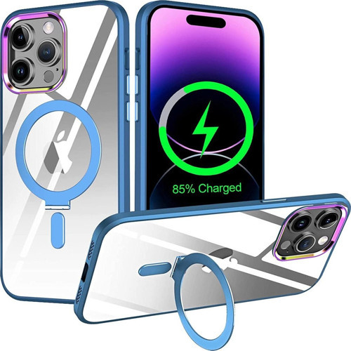 Apple Iphone 13 Pro Kılıf Standlı Magsafe Wireless Kablosuz Şarj Uyumlu Manyetik Renkli Şeffaf Kapak