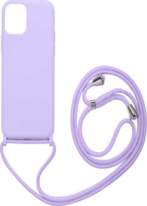 Apple Iphone 13 Pro Max Kılıf Içi Süet Korumalı Boyun Omuz Askılı Ipli Renkli Silikon Lila
