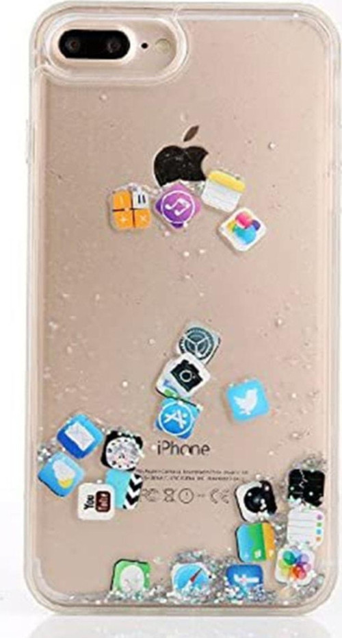 Apple Iphone 7 Kılıf Simli Sulu Ios Ikon Silikon