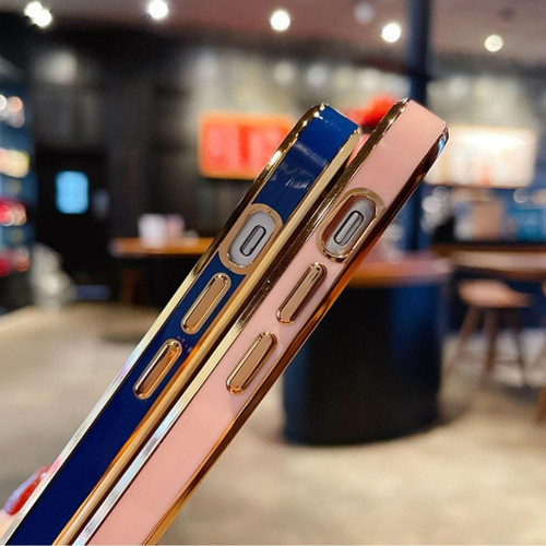 Apple iPhone SE 2022 Kılıf Kamera Lens Korumalı Kenarları Renkli Gold Arkası Şeffaf Silikon