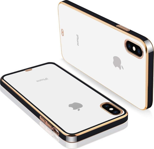 Apple iPhone XS MAX Kılıf Kamera Lens Korumalı Kenarları Renkli Gold Arkası Şeffaf Silikon