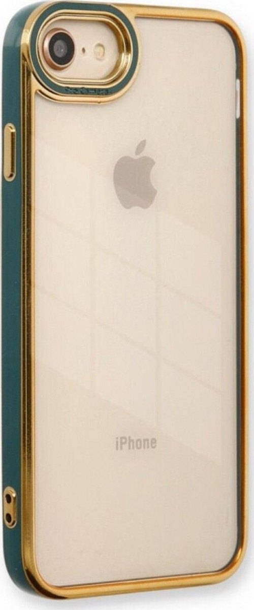 iPhone SE 2022 Uyumlu Kılıf Kamera Lens Korumalı Kenarları Renkli Gold Arkası Şeffaf Silikon