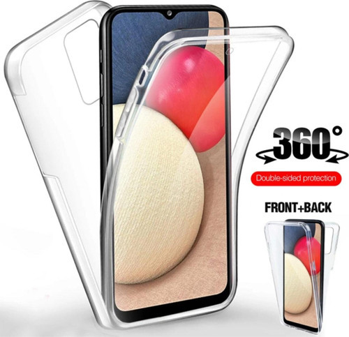 Samsung Galaxy A02s Kılıf 360 Şeffaf Ön Arka Korumalı Silikon