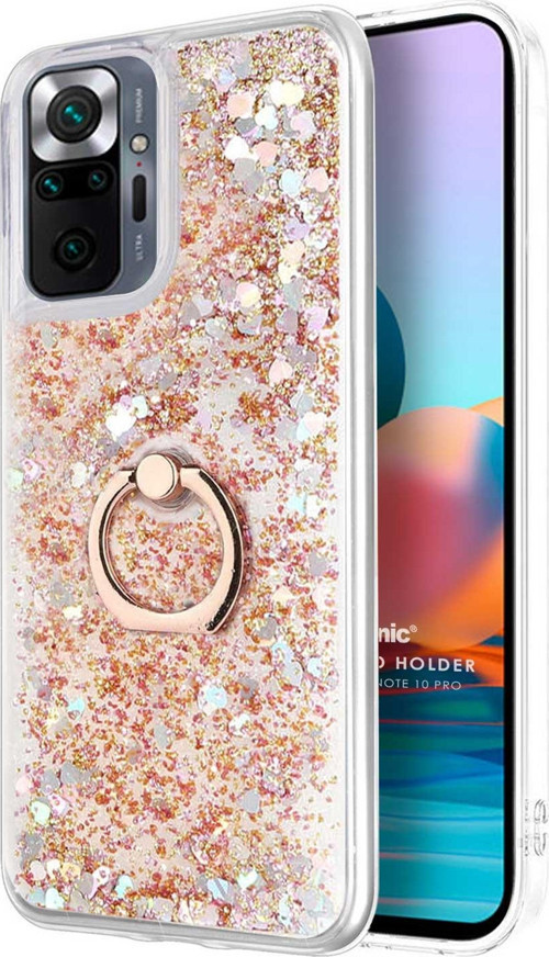 Xiaomi Redmi Note 10 Pro Kılıf Glitter Liquid Holder Gold