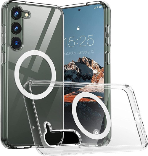 Samsung Galaxy S23 Kılıf Magsafe Wireless Kablosuz Şarj Uyumlu Manyetik Şeffaf Kapak