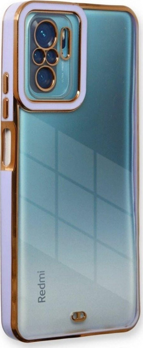 Xiaomi Redmi Note 10S Kılıf Kamera Lens Korumalı Kenarları Renkli Gold Arkası Şeffaf Silikon