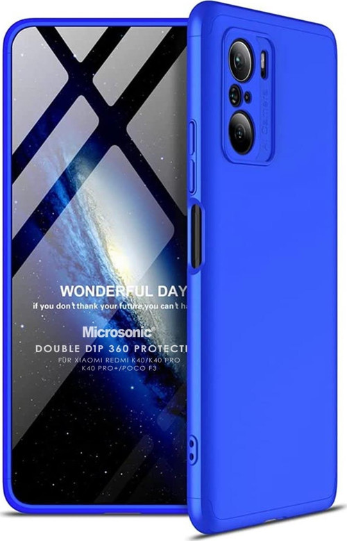 Xiaomi Redmi K40 Pro Kılıf Double Dip 360 Protective Mavi