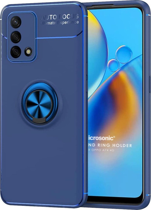 Oppo A74 4G Kılıf Kickstand Ring Holder Lacivert