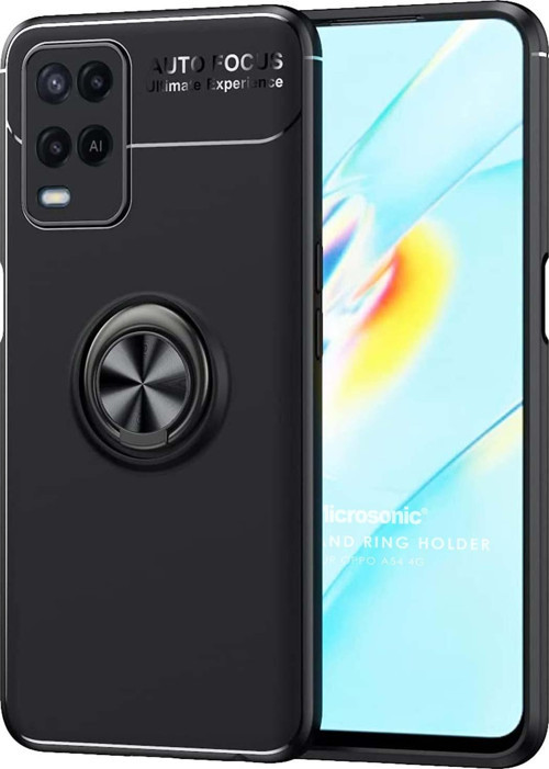 Oppo A54 4G Kılıf Kickstand Ring Holder Siyah